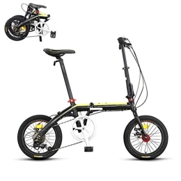 TYXTYX Plegables TYXTYX Bicicleta Plegable de Aluminio de 16 Pulgadas, Unisex al Aire Libre Plegable de la Bicicleta de 7 velocidades, Doble del Freno de Disco, Fácil de Transportar, Negro