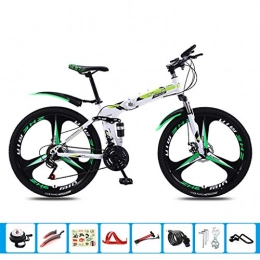 Mzl Bicicleta Uno de 24 pulgadas ruedas plegable bicicletas for adultos macho y hembra de 27 velocidades de doble choque de bicicletas de montaña, ultra ligero portátil de bicicletas todo terreno ( Color : Verde )