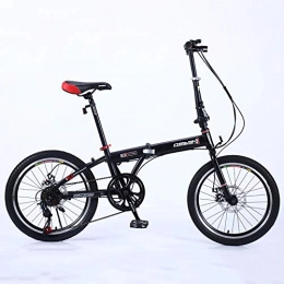 VANYA Bicicleta VANYA Bicicleta Plegable portátil de 18 / 20 Pulgadas de 7 velocidades de Doble absorción de Choque de Bicicletas de Velocidad Variable Off-Road Ciclo, Negro, 18inches