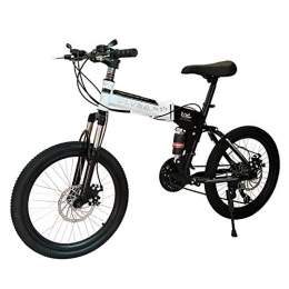 W&TT Bicicleta W&TT Nios nias 20 Pulgadas Plegable Bicicleta de montaña Shimano 21 / 24 / 27 Velocidad Dual Disco Freno y Amortiguador Delantero Tenedor Bicicleta, Black2, 21S