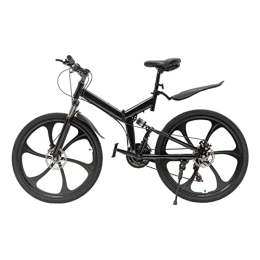 WAOBDLA Bicicleta plegable de 26 pulgadas, bicicleta de montaña para adultos, 21 velocidades, bicicleta plegable, frenos de disco doble, color negro