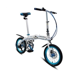 WEHOLY Plegables WEHOLY Bicicleta Bicicleta Plegable 16 Pulgadas aleación de Aluminio Velocidad Variable Plegable Ultraligero Mini Bicicleta portátil, Blanco