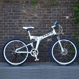 WEHOLY Bicicleta WEHOLY Bicicleta de montaña Plegable con aleación de magnesio súper Liviana de 26", Engranaje de 21 velocidades de suspensión Completa Premium, 1, 26