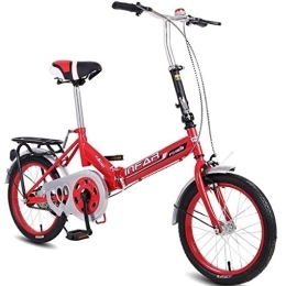 WEHOLY Plegables WEHOLY Bicicleta de Viaje Bicicleta para niños Bicicleta de 16 Pulgadas Bicicleta Plegable para niños de una Sola Velocidad 5-8 años Hombres y Mujeres Bicicleta portátil Rojo