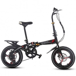 Weiyue Bicicleta Weiyue Bicicleta Plegable- Bicicleta Plegable 16 Pulgadas Amortiguador de Velocidad Variable for Mujer Adulto súper Ligero Bicicleta for niños Estudiante (Color : Black)
