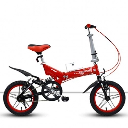 Weiyue Bicicleta Weiyue Bicicleta Plegable- Bicicleta Plegable de 14 Pulgadas con extraccin de Choque de montaña Micro Bicicleta de una Sola Velocidad for Estudiantes Masculinos y Femeninos (Color : Red)