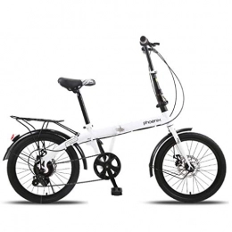 Weiyue Bicicleta Weiyue Bicicleta Plegable- Bicicleta Plegable de 6 velocidades Niños y niñas Adultos Bicicleta de Ocio for Estudiantes de 20 Pulgadas Bicicleta for Caminar Ultraligera (Color : White)