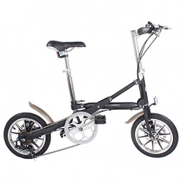 WHKJZ Plegables WHKJZ Folding Bicicleta Plegable Cuadro Ruedas 14" Aluminio Unisex Cambio de 7 velocidades Ligero sin Esfuerzo, Black