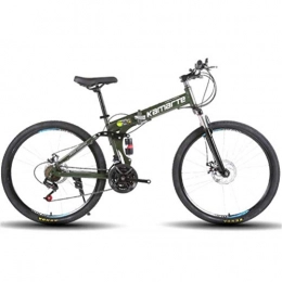 WJSW Plegables WJSW Bicicleta de montaña Plegable para Adultos, Frenos de Doble Disco Deportes Ocio City Road Bicycle (Color: Armygreen, Tamaño: 24 velocidades)