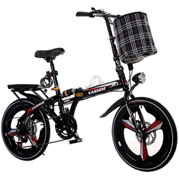 WLGQ Plegables WLGQ Bicicleta Plegable de Aluminio de 20 Pulgadas, Bicicleta Plegable para Hombres y Mujeres, Bicicleta de Ciudad Plegable con desviador, Marco de Aluminio, lámpara B, 20 Pulgadas (A 20 Pulgadas