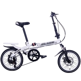 WOLWES Plegables WOLWES Bicicleta Plegable para Adultos 7 velocidades, Bicicleta de suspensión Completa de Acero de Alto Carbono con Freno de Disco, Altura Ajustable para Hombres y Mujeres A, 16in