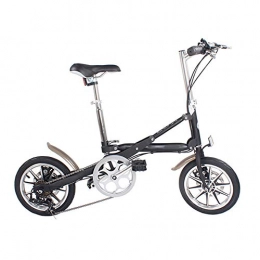 WQY Bicicleta WQY Bicicleta Plegable De 14 Pulgadas Aleación De Aluminio Bicicleta Ligera De 7 Velocidades Se Puede Empujar Después De La Bicicleta Plegable De Aluminio, Negro