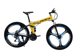 WYYSYNXB Bicicleta WYYSYNXB Aleación de Aluminio Bikes de Montaña Plegable Velocidad Variable Absorción de Golpes Bicicletas Rueda de 3 Cuchillas Freno de Disco Doble 5 Colores Disponibles, Yellow, 24inches27speed