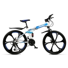 WYZDQ Bicicleta WYZDQ Absorción de Trabajo portátil de Bicicletas Hombres y de Mujeres Choque Variable Plegable Bicicleta de montaña para Adultos Velocidad Carreras Off-Road, Azul, 24 Speed (24 Inches)