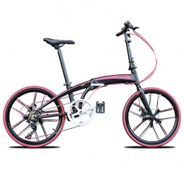 WZB Bicicleta WZB Bicicleta Plegable, Bicicleta de Carretera Citybike con 22 Pulgadas, 10 Ruedas de Bicicleta de suspensin de MTB, roja