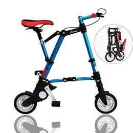 WZB Bicicleta WZB Bicicletas Plegables Mini voladoras livianas, 8"Bastidor ms Resistente de aleacin de Aluminio, Unisex, Brillo Dorado, Azul