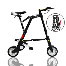 WZB Plegables WZB Bicicletas Plegables Mini voladoras livianas, Cuadro más Resistente de aleación de Aluminio de 8", Unisex, Brillo Dorado, Negro