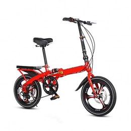 XINGXINGNS Bicicleta XINGXINGNS 20" Ligera de Acero al Carbono Bicicleta Plegable de la Ciudad 7 Velocidad Doble Freno Disco Antideslizante Neumtico Bicicleta Adultos Unisex, Rojo