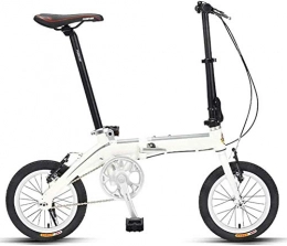 XINHUI Plegables XINHUI 14"Bicicleta Plegable De Una Sola Velocidad, Mini Bicicleta Plegable, Bicicleta Plegable Portátil Ligera, Peso Ligero, para Adultos Estudiantes De Secundaria, Blanco