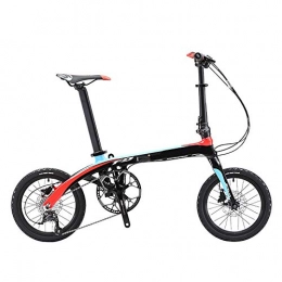 XIXIA Bicicleta XiXia X Bicicleta Plegable Ultraligera de Fibra de Carbono Frenos de Doble Disco Adulto Cambio Bicicleta Oculta Hebilla Plegable bloqueable 16 Pulgadas