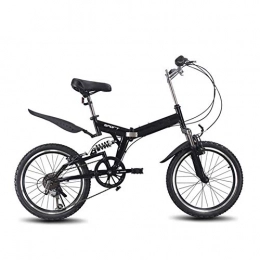 XM&LZ Bicicleta XM&LZ Ultra-luz Unisex Bicicleta Plegable, Portátil Acero De Alto Carbono 20 Pulgadas, 6 Velocidad Variable Bicicleta Commuter para Adultos Estudiantes Negro