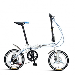XQ Bicicleta XQ Z160 Bicicleta Plegable Velocidad Variable 16 Pulgadas Adulto Bicicleta Portátil (Color : Blanco)
