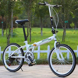 XUELIAIKEE Bicicleta XUELIAIKEE Bicicleta Plegable, Ligera Viajero City Bike 6 Velocidad Fibra De Carbono Compacto Bicicleta Plegable con Anti-resbalón Usar-Resistente Neumático para Adultos-Blanco 20 Pulgadas