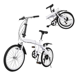 XUEMANSHOP Plegables XUEMANSHOP Bicicleta plegable, 20 pulgadas, bicicleta plegable de aluminio con 6 marchas, bicicleta plegable para hombre y mujer, para deportes al aire libre, ciclismo, desplazamientos, color blanco