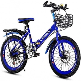 XXCZB Plegables XXCZB Bicicleta plegable para hombres y mujeres – Bicicleta para niños plegable de velocidad 18 pulgadas, 20 pulgadas, 22 pulgadas, 6 – 14 años, hombres y mujeres, bicicleta de 18 pulgadas, color azul