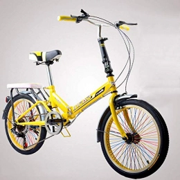 XYANG BK Bicicleta XYANG BK - Bicicleta de Viaje portátil Ligera de 20 Pulgadas, 6 velocidades, Plegable, Absorbente de Golpes, Plegable, para Adultos, Hombres, Mujeres, Estudiantes, niños, Amarillo