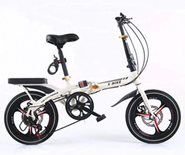 Y&XF Bicicleta Y&XF 16" Bicicleta Plegable de Peso Ligero, Plegable de Aluminio E-Bici para Adultos, 6 velocidades, Amortiguador portátil de pequeño tamaño Infantil de Bicicletas Estudiante, Blanco