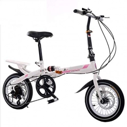 YANGMAN-L Bicicleta YANGMAN-L Bicicleta Plegable de 16 Pulgadas 7 Velocidad City Mini Plegable Compacto para Bicicleta Urbana del Viajero, Blanco