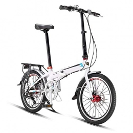 YANGMAN-L Bicicleta YANGMAN-L Bicicleta Plegable para Adultos, Ruedas de 20 Pulgadas con portaequipajes Trasero y Guardabarros Delantero y Trasero Bicicleta de Ciudad Plegable de Aluminio de 7 velocidades fácil, Blanco