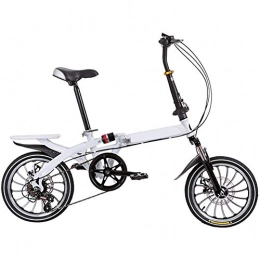 YANGMAN-L Bicicleta YANGMAN-L Ocio 16inch 6 Velocidad City Mini Plegable Compacto para Bicicleta conducción Urbana con la Parte Posterior del Estante para Todos El Hombre Mujer Niño, Blanco