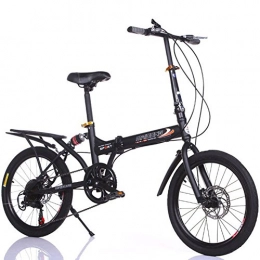 YEARLY Plegables YEARLY Bicicleta Plegable Estudiante, Bicicleta Plegable Infantil Variable 6 Velocidad de Shimano Hombre y Mujer Montaña Don Adultos Bicicleta Plegable Bikes Plegables-Negro 20inch