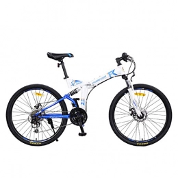 YEARLY Bicicleta YEARLY Montaña Bicicleta Plegable, Adultos Bicicleta Plegable Velocidad 24 Masculino Amortiguador de Choque Doble Cola Suave Bicicleta Plegable Mujer-Azul 24inch