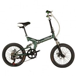 YHNMK Bicicleta YHNMK Bikes Plegable 20 Pulgadas, 6 Velocidades Choque Doble Disco Frenos, Marco de Acero de Alto Carbono, Unisex Al Aire Libre Plegable de La