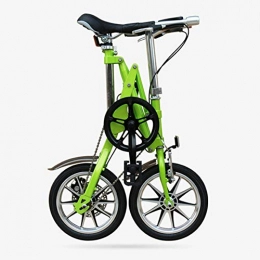 YQ Bicicleta Plegable 14 Pulgadas, Un Segundo, Bicicletas De Acero Al Carbono De Una Sola Velocidad, Hombres Y Mujeres Adultos, Mini Bicicleta Portátil,Green