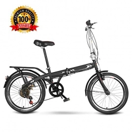 YRYBZ Bicicleta YRYBZ 20 Pulgadas Bicicleta de Montaña Unisex, Bici MTB Adulto, Bicicleta MTB Plegable, 6 Velocidades Bicicleta Adulto / Negro