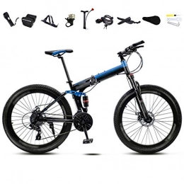 YRYBZ Plegables YRYBZ MTB Bici para Adulto, 24-26 Pulgadas Bicicleta de Montaña Plegable, 30 Velocidades Velocidad Variable Bicicleta Juvenil, Doble Freno Disco / Blue / 26''