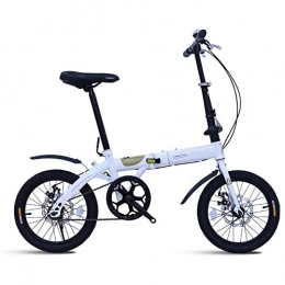 YSHUAI Bicicleta YSHUAI 16 Pulgadas Mini Bicicleta Plegable Ultraligero Bicicleta Plegable Bicicleta De Una Velocidad, Ajustable Bicicletas De Bicicleta Seat, Defensa, Bicicleta Plegable Ligera para Adultos, Blanco
