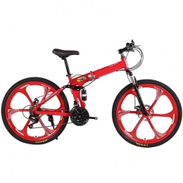 YSHUAI Bicicleta YSHUAI Bicicleta Plegable De 20 Pulgadas Bicicleta Plegable para Hombres Y Mujeres, Bicicletas Plegables De Ocio con 21 Velocidades, Bicicleta De Ciudad Plegable, Rojo