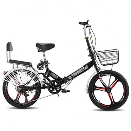 YSHUAI Bicicleta YSHUAI Bicicleta Plegable para Niños Estudiantes Adultos 20 Pulgadas Bicicleta Plegable Freno De Doble Disco con Velocidad Variable Amortiguadores De Bicicleta, Negro