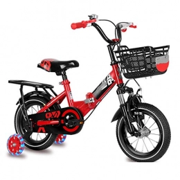 YUN HAI Bicicleta YUN HAI Bicicleta Plegable Niños Durante 5-9 Años De Edad con Ruedas De Entrenamiento, 18 Pulgadas De Bicicletas Niño con Pata De Cabra Y De Canasta, Portátil Niño De Bicicletas (Color : Rojo)