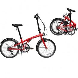 YUN HAI Bicicleta YUN HAI Ciudad Plegable portátil for Bicicleta 20'' con Ajustable 6 Velocidad Engranajes, Acero al Carbono Fram, Reflector, Adultos y niños Compacto de Bicicletas con Anti-Deslizante (Color : Rojo)