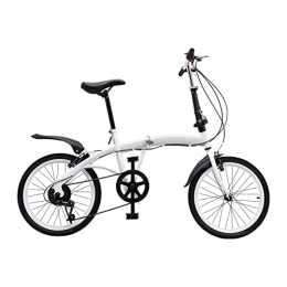 YyanLAK Bicicleta plegable para adultos de 20 pulgadas, 7 velocidades, capacidad de carga de 90 kg, doble freno en V, color blanco