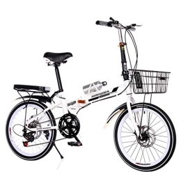 ZDXC Bicicleta ZDXC Bicicleta Plegable, Bicicleta Urbana Ligera de Acero Al Carbono de 20 Pulgadas para Hombres y Mujeres, Frenos de Disco Doble de 7 Velocidades, Guardabarros Delantero + Trasero