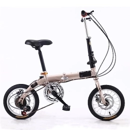 ZDXC Plegables ZDXC Bicicleta Plegable de 14 Pulgadas, Bicicleta Compacta Portátil para Estudiantes de 5 Velocidades, Bicicleta Urbana Ligera para Hombres, Mujeres, Niños, 4 Colores