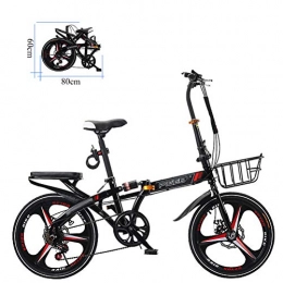 ZEIYUQI Bicicleta ZEIYUQI 20 Pulgadas Bicicletas Plegable Mini Amortiguación Adulto Unisex Adecuado para Montar al Aire Libre, Negro, A