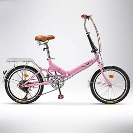 ZEIYUQI Plegables ZEIYUQI Bicicleta Plegable Ligero 20 Pulgada Bicicleta De Velocidad Variable Unisexo Montar Al Aire Libre para Niños Estudiantes, Rosado, Variable Speed A